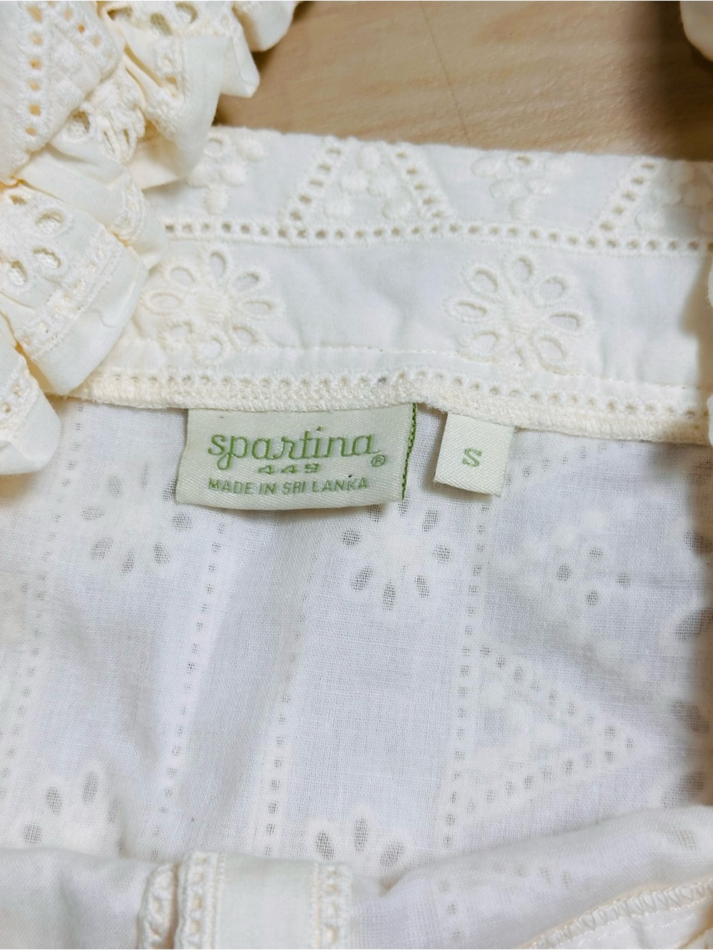 Spartina 449 Catrina Eyelet Dress Pearl White Sz S vintage-inspired French style - Picture 8 of 13